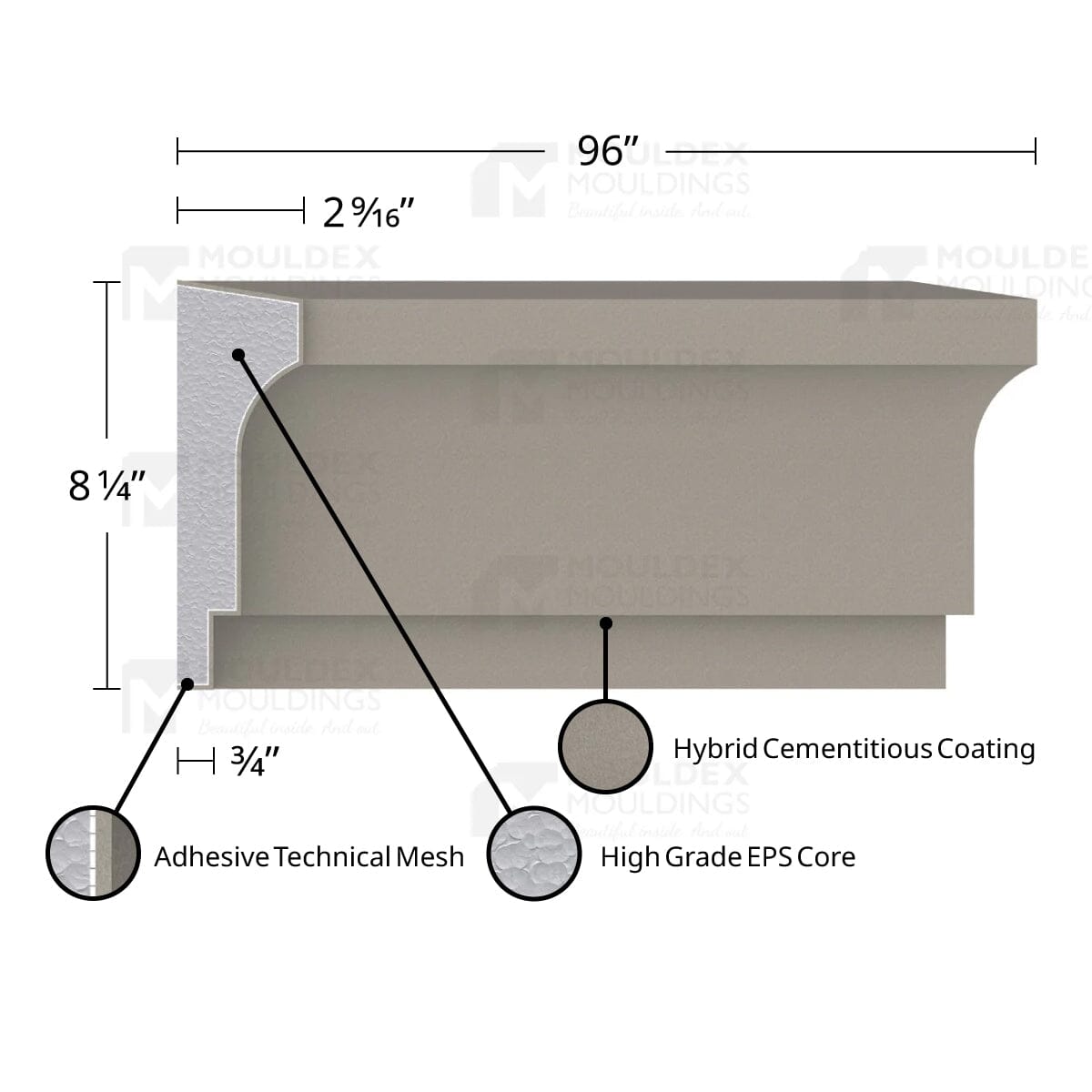 MX301 Composite Middle Center Band Exterior Moulding
