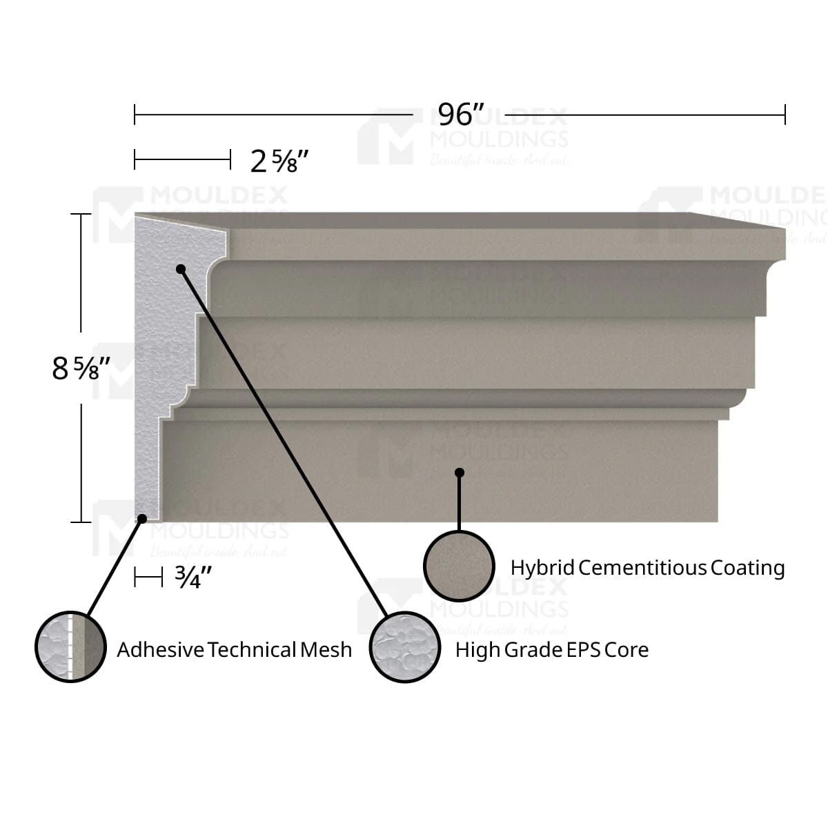 MX302 Composite Middle Center Band Exterior Moulding