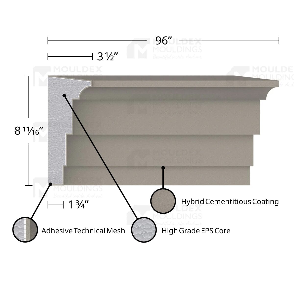 MX303 Composite Middle Center Band Exterior Moulding
