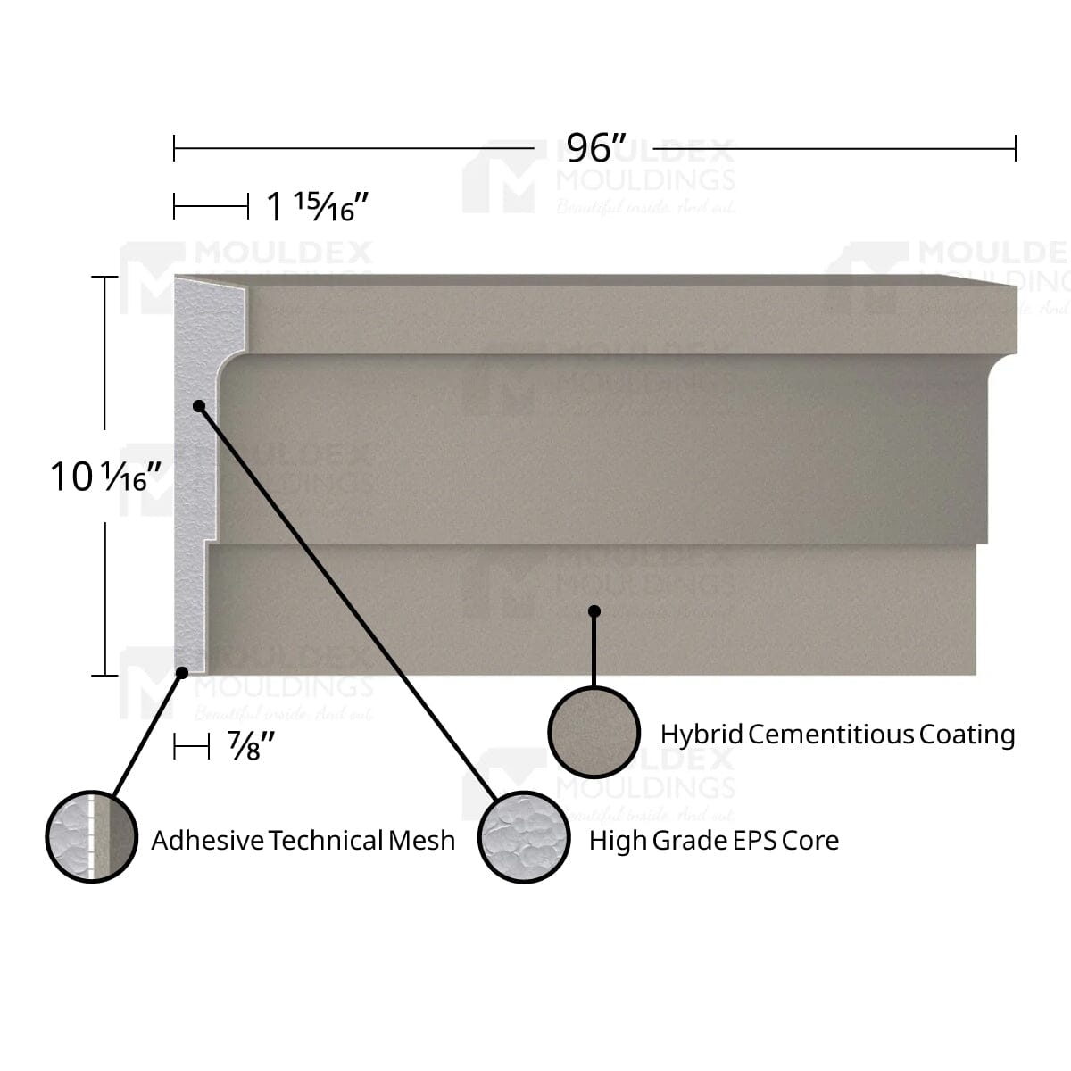 MX306 Composite Middle Center Band Exterior Moulding