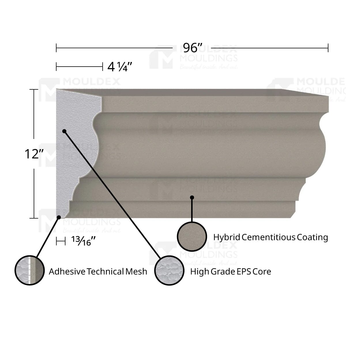 MX307 Composite Middle Center Band Exterior Moulding