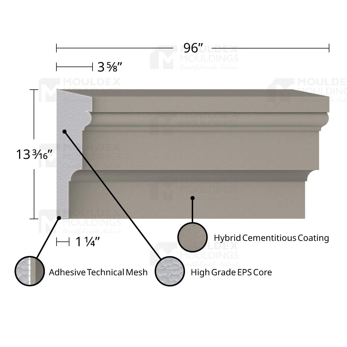 MX309 Composite Middle Center Band Exterior Moulding