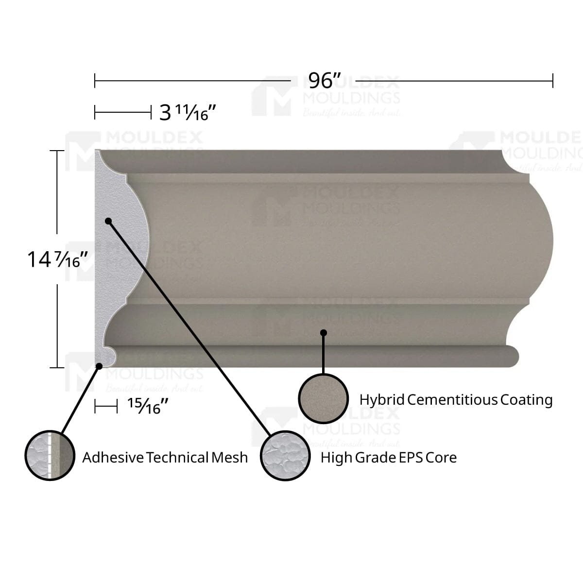 MX310 Composite Middle Center Band Exterior Moulding