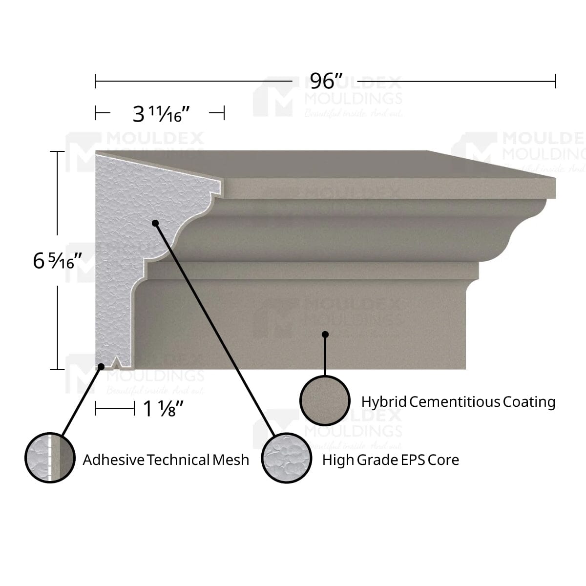 MX311 Composite Middle Center Band Exterior Moulding