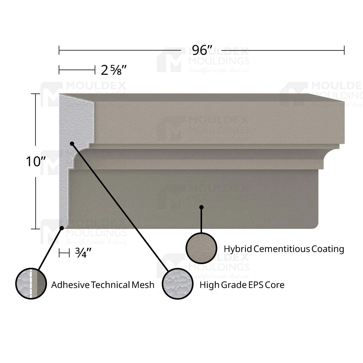 MX313 Composite Middle Center Band Exterior Moulding