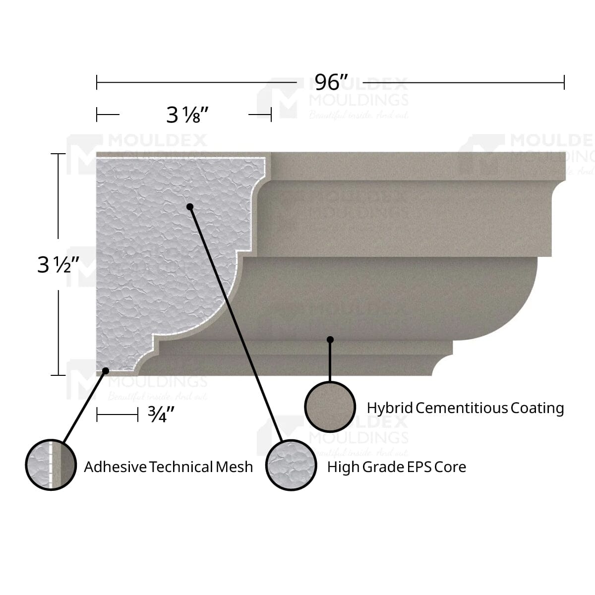 MX402 Composite Crown Cornice Exterior Moulding