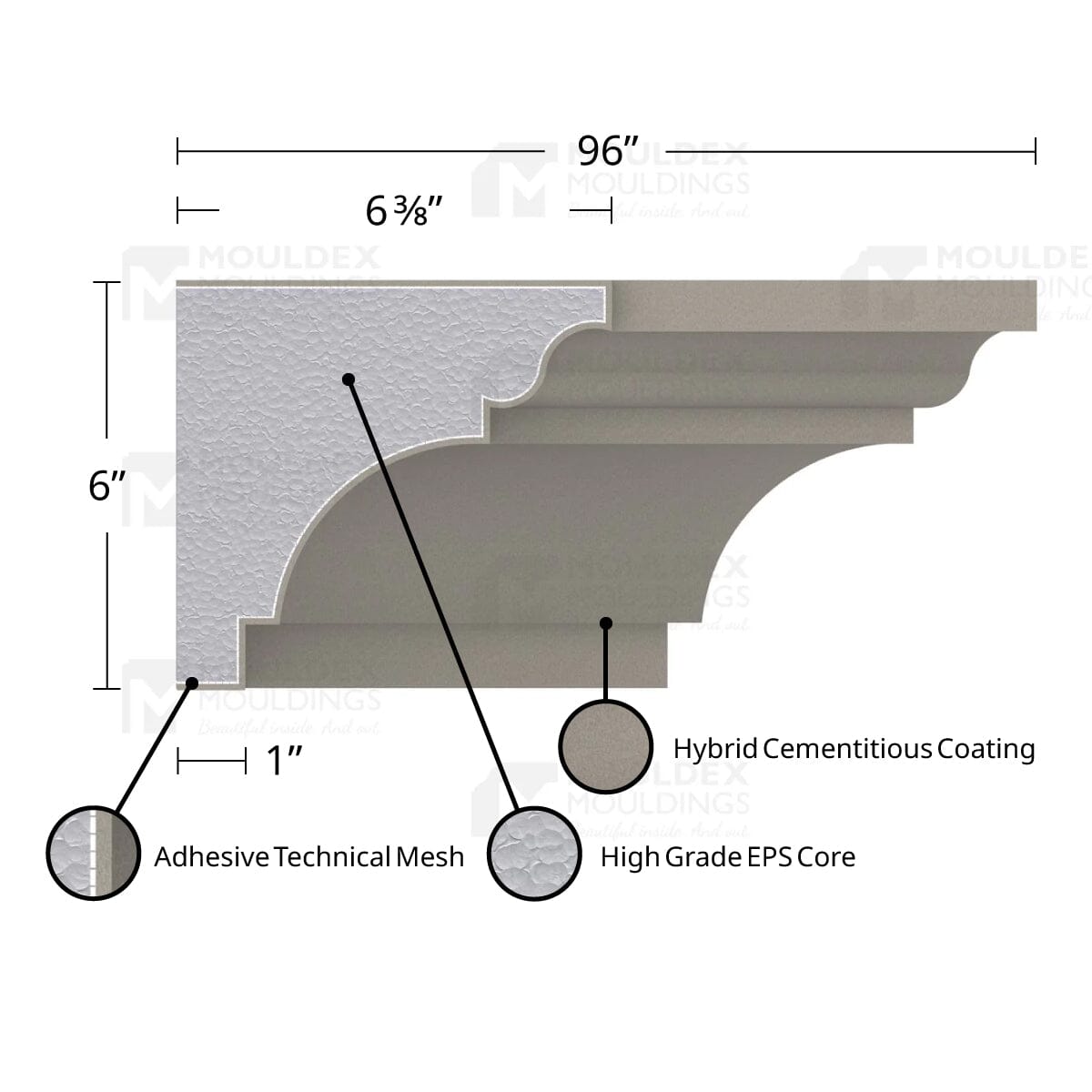 MX405 Composite Crown Cornice Exterior Moulding
