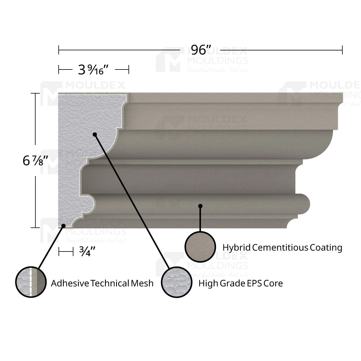 MX406 Composite Crown Cornice Exterior Moulding