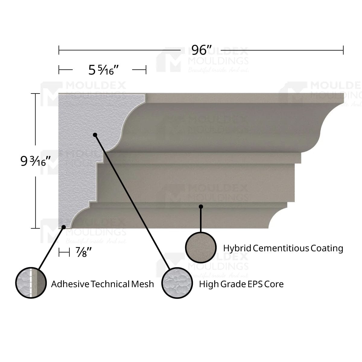 MX408 Composite Crown Cornice Exterior Moulding