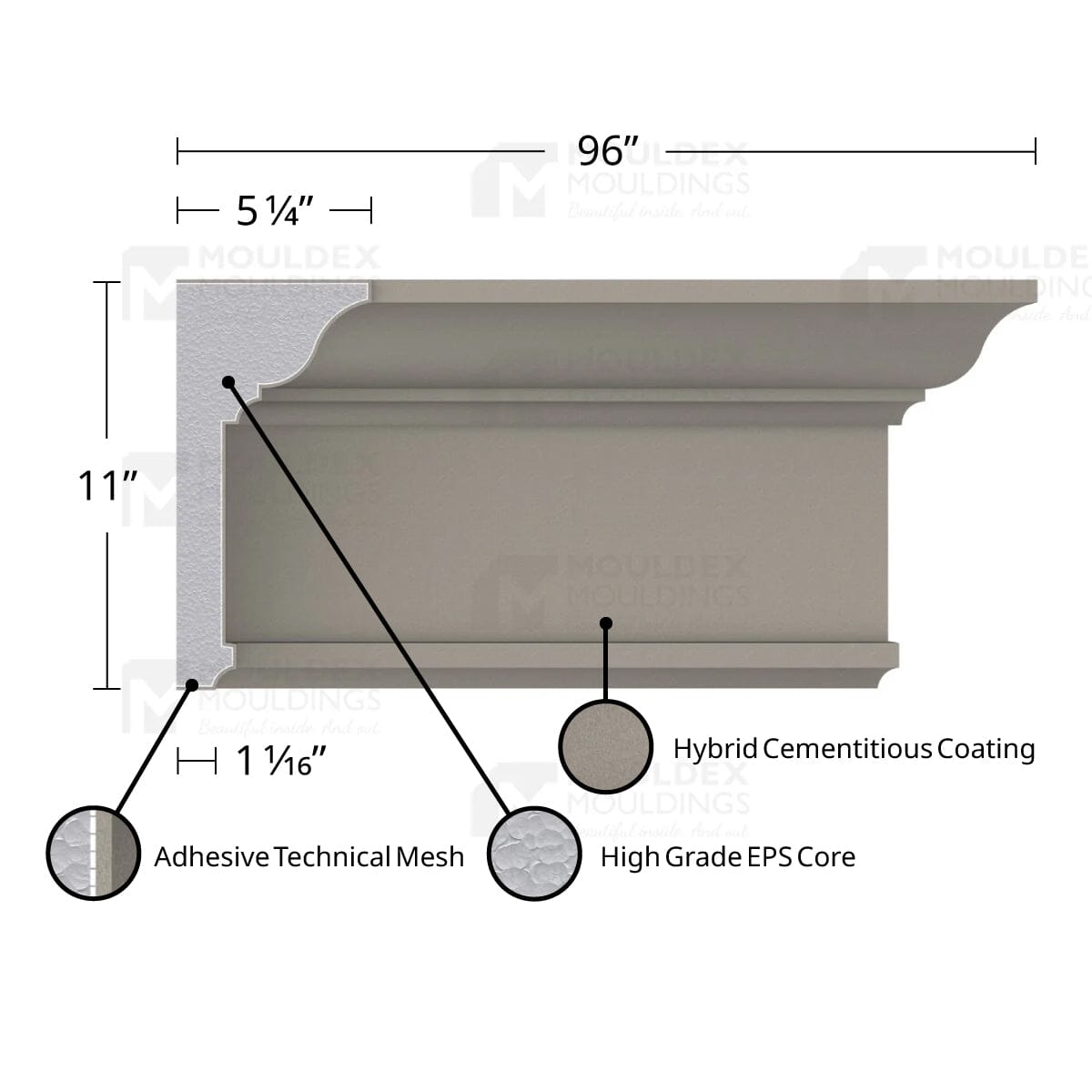 MX410 Composite Crown Cornice Exterior Moulding
