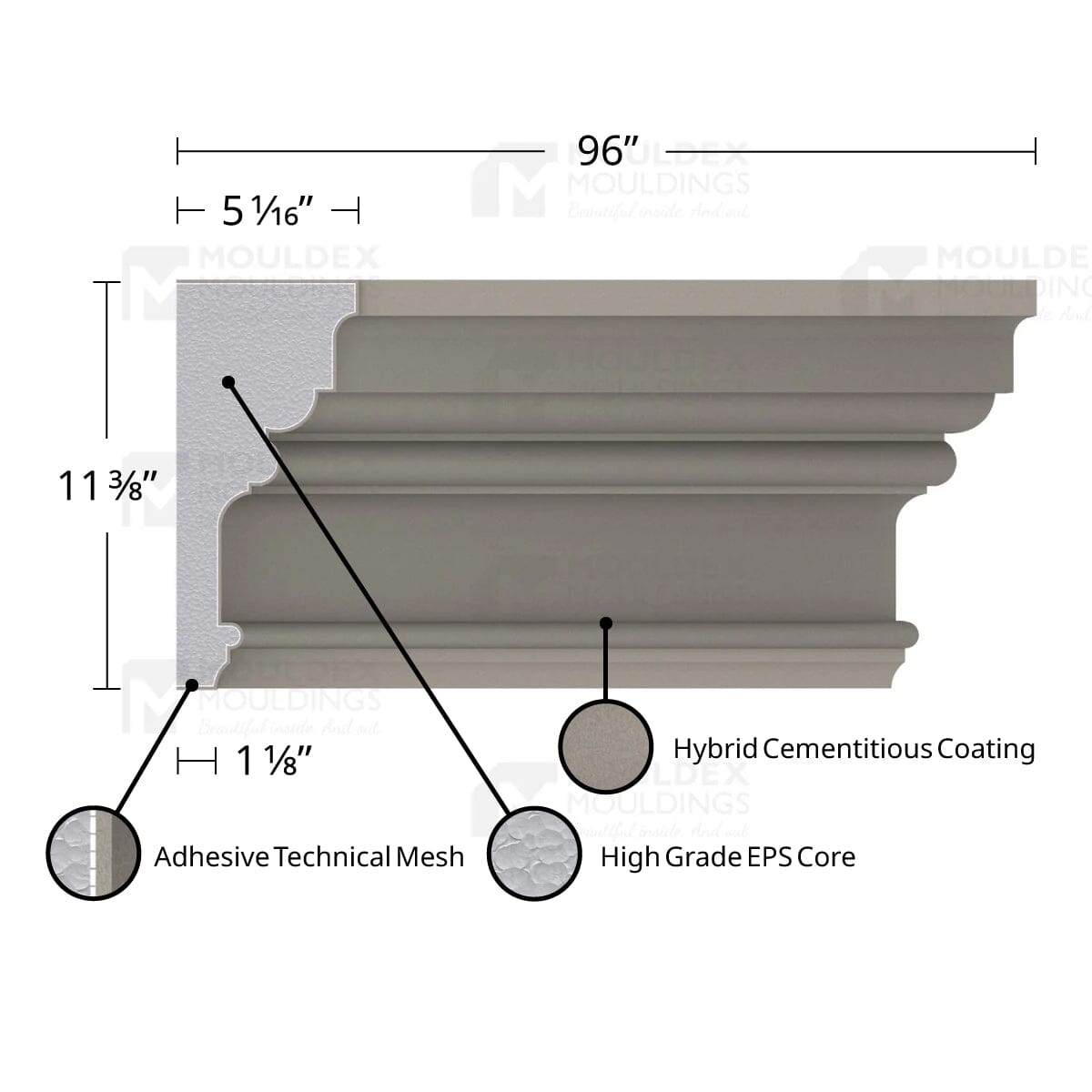 MX411 Composite Crown Cornice Exterior Moulding