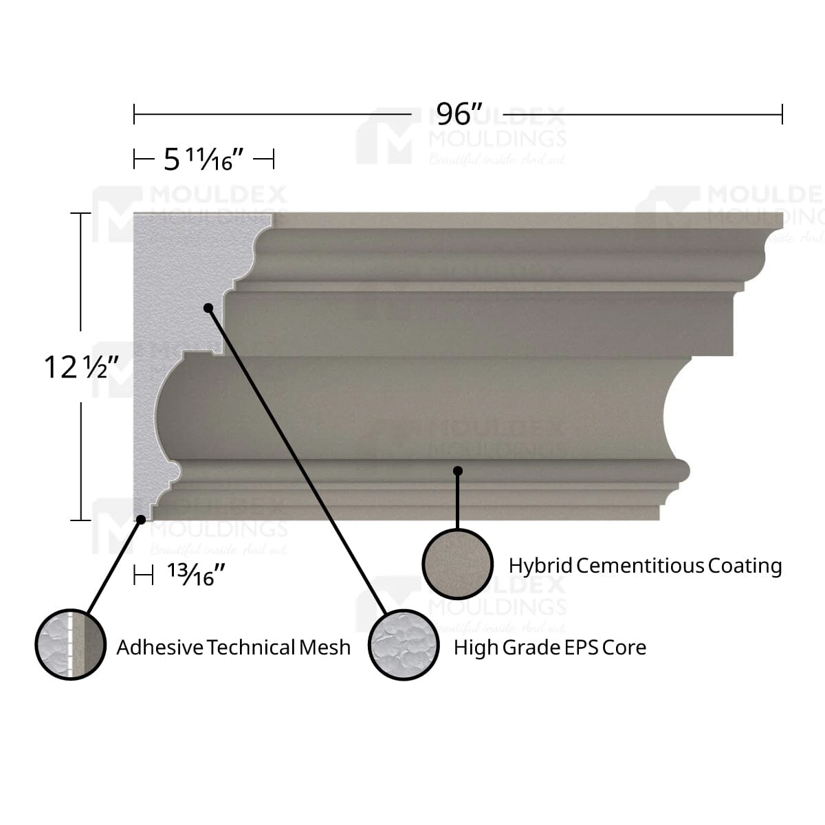 MX412 Composite Crown Cornice Exterior Moulding