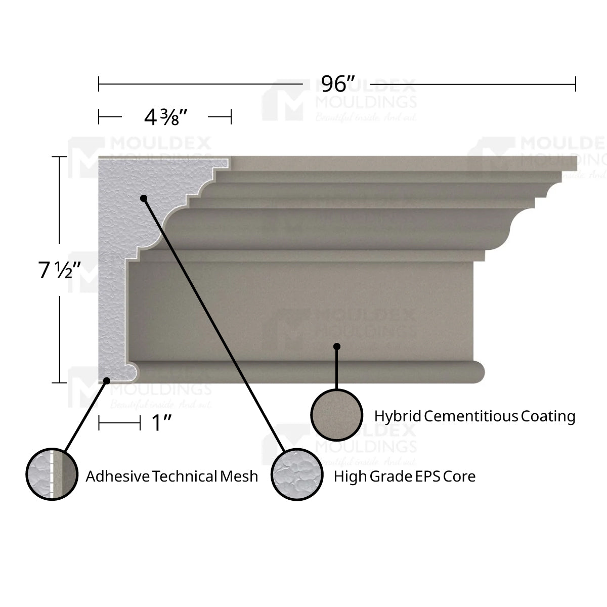 MX418 Composite Crown Cornice Exterior Moulding
