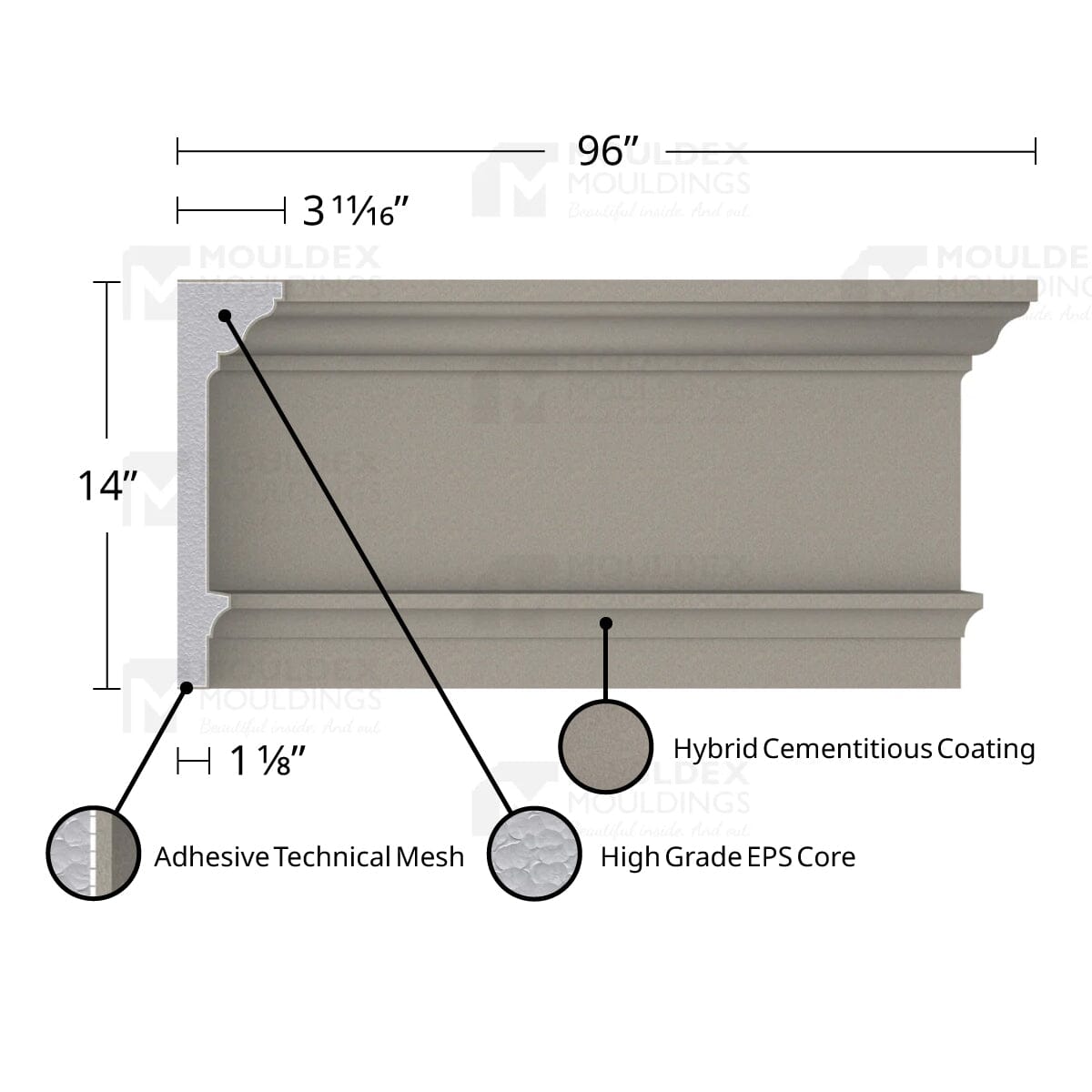 MX420 Composite Crown Cornice Exterior Moulding