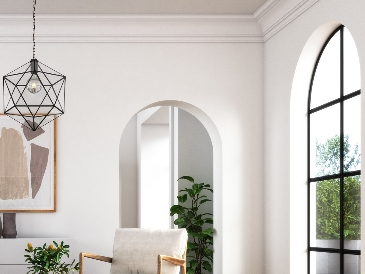 Interior foam coated plaster molding details in a residential home