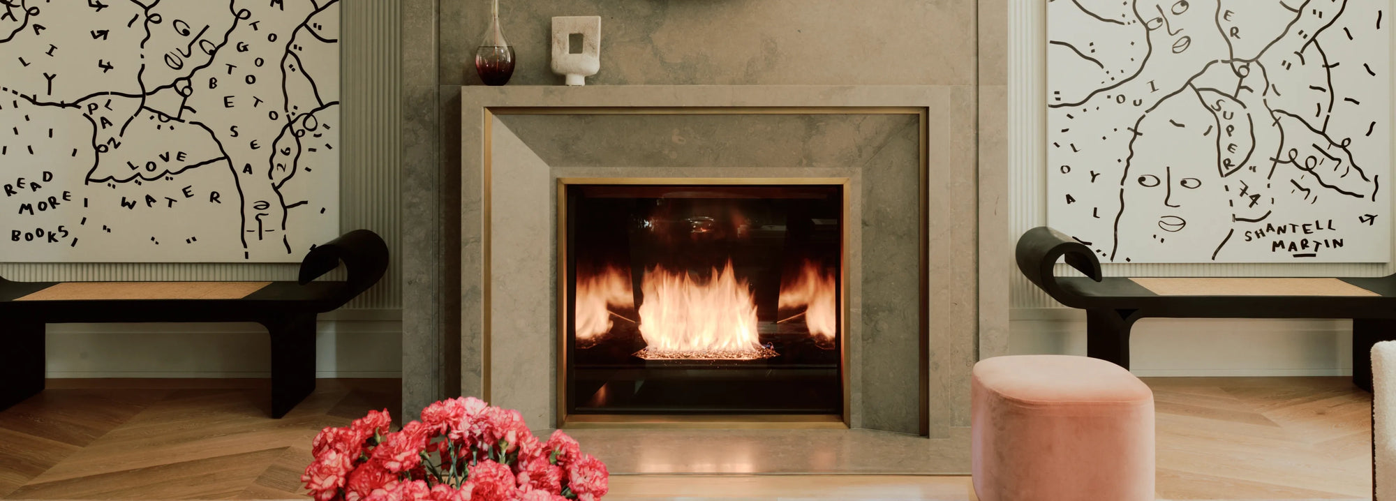 Stonecast and Wood Fireplace Mantels