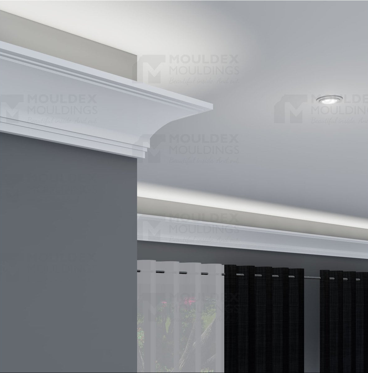 The Bianca Interior Plaster Light Cove Moulding - Premium plaster coated foamcore moldings near me only by Mouldex Composites